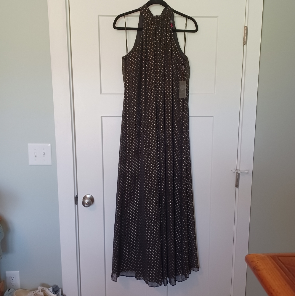 Vince Camuto Black and Gold Polka Dot Jump Suit